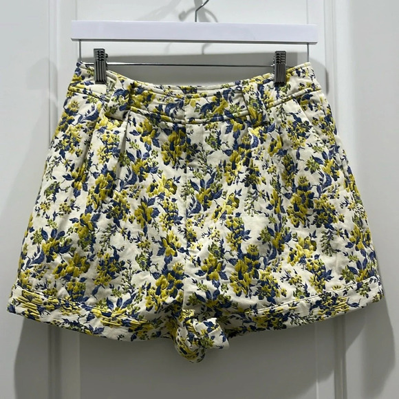 NWT Lovers + Friends Warren Floral Yellow & Blue High Waisted Shorts Sz M - Picture 2 of 7